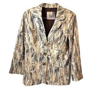 Anthracite Faux Leather Snake Skin Jacket Womens 14 Animal Print Mob Wife‎